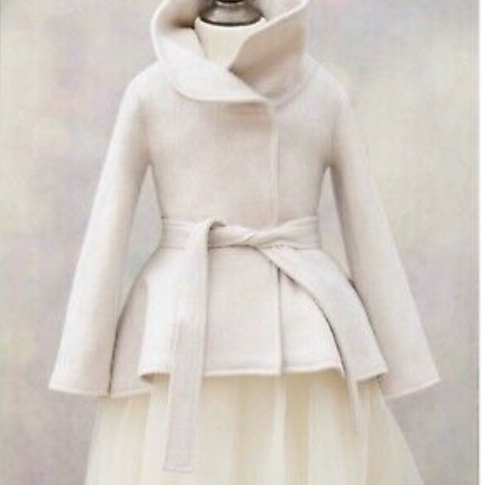 Joyfolie Mia Joy Girls  Joanna Jacket Cream Blush Pale Pink High-Low - Size 10